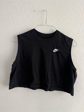 Nike Black Cropped Muscle Tee with White Swoosh